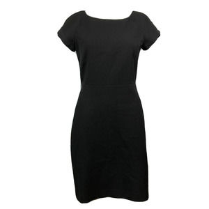 J Crew‎ Dress Womens Sz 2 Classic Black Sheath Short Sleeve Knee Length Scuba
